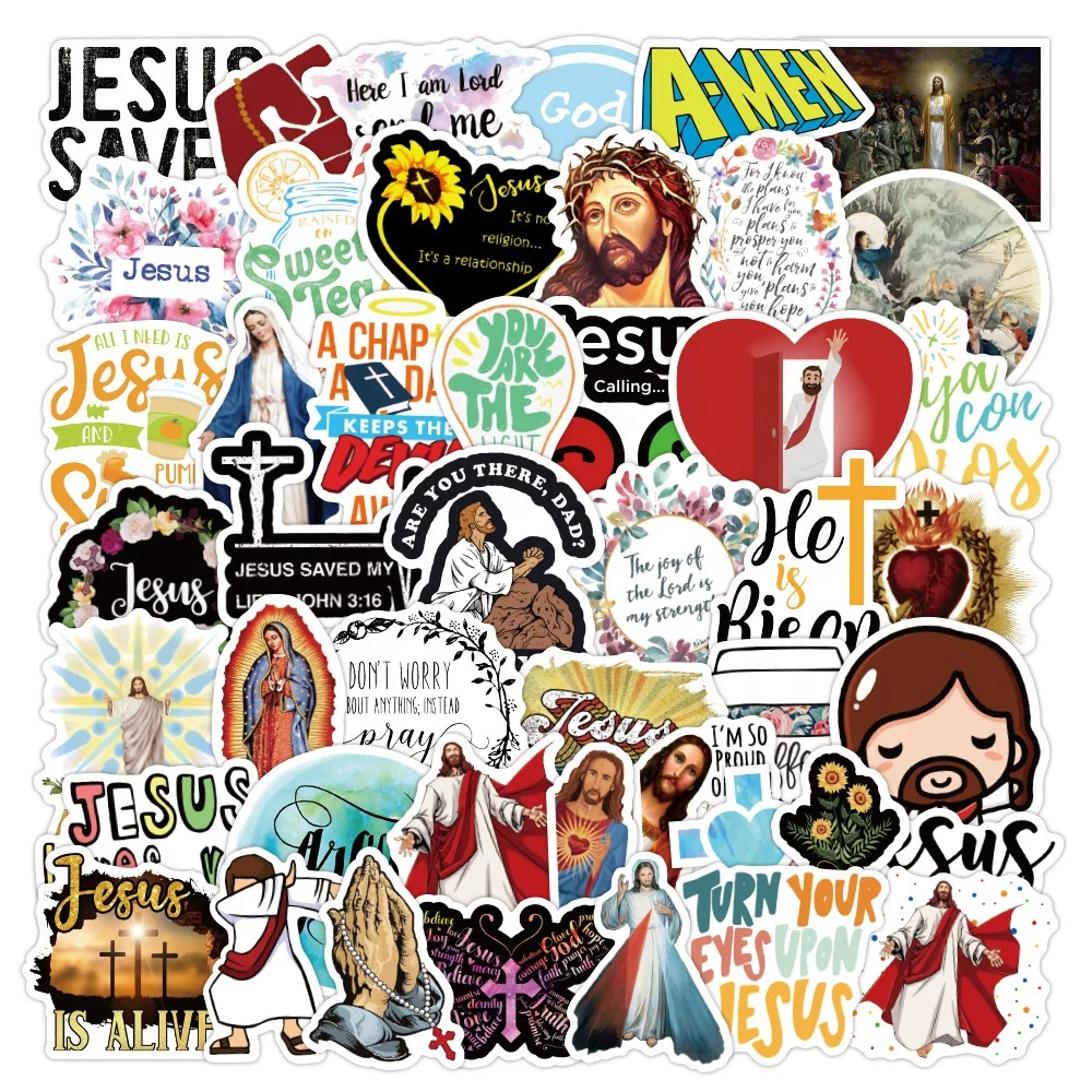 50pcs christian jesus letter graffiti sticker