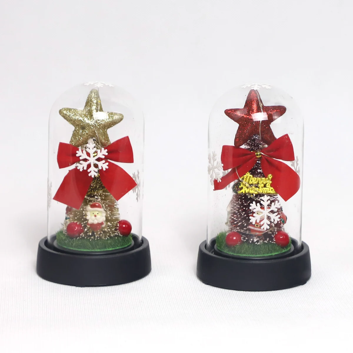 2025 Christmas Led Lights Christmas Tree Santa Claus Doll Decoration Ornaments in Glass Dome Anniversary Celebration