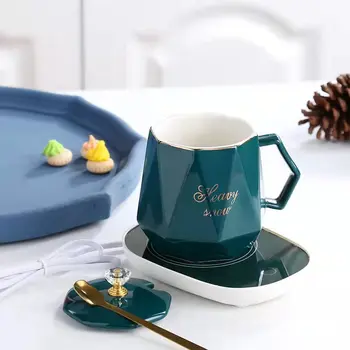 Ceramic Tea Cup Set with Thermostat Enjoy a Perfect Brew with the 55-Degree Cup Warmer and Coffee Mug