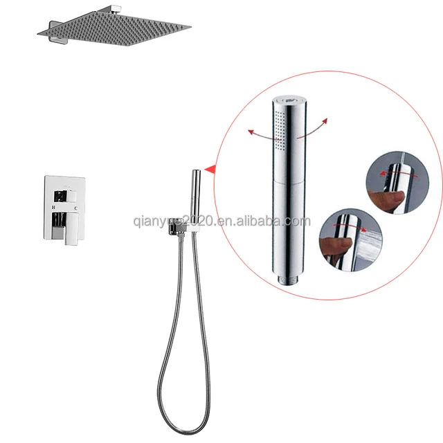Ready to ship 10" inch shower systemWall mount bathroom chrome faucet shower set stainless steel rainfall shower faucet