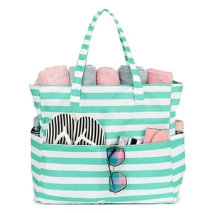 Custom Portable Large Beach Tote Bag Waterproof Sand-proof Beach Bag with Zipper Beach Bag for Women