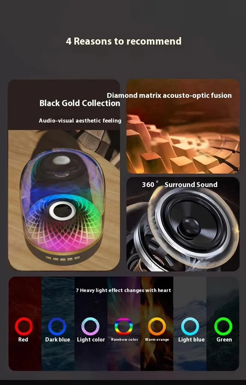 Lonvel Mini True Wireless Portable M4 BT5.3 Speaker USB-C Charger Subwoofer Som de Alta Definição Caixa de Som Multifuncional