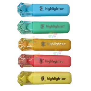 Factory Wholesale Multi-color Highlighter Pen Cute Cat-paw Shaped Flat-tip with Water-based Ink