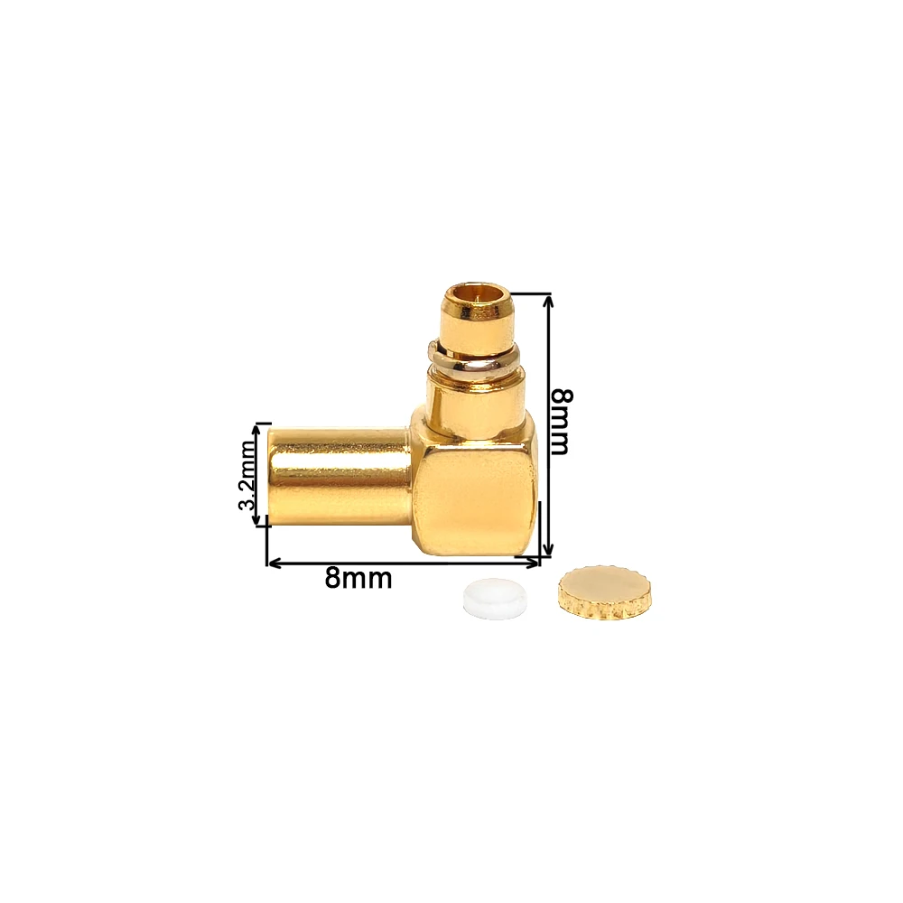 Gold Plated MMCX Male Pin Plug Soldering Right Angle for RG405 Semi-rigid Semi Rigid RF Coaxial Connector