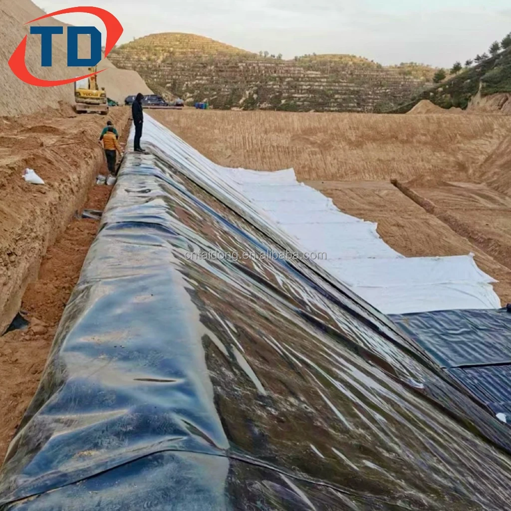 Spirulina Farming Ponds HDPE Geomembrane for Dam Liner 1mm 1.5mm 2mm PE Sheet for Fish Farms Geomembrana Pond Liner 45mil