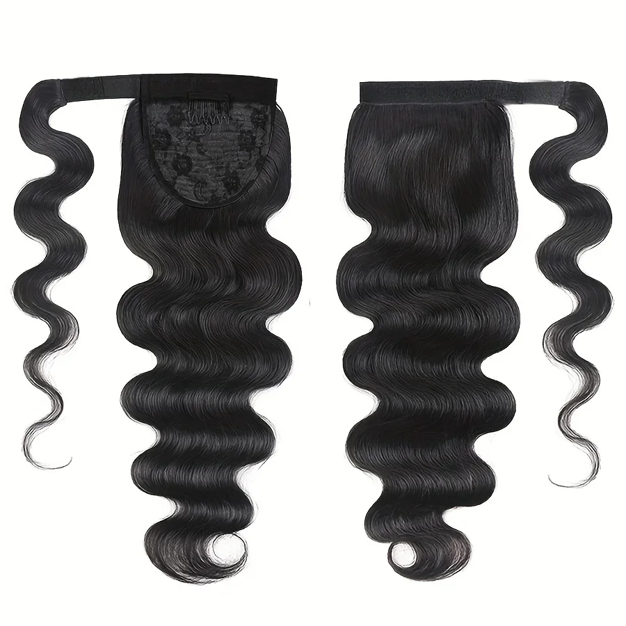 Kūno bangos žmogaus plaukai, apvyniojami aplink arklio uodegą, Remy plaukų priauginimai, Brazilijos natūrali spalva moterims_voghion.com