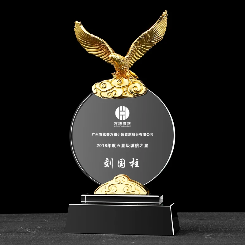 Various design good quality crystal eagle trophy for business gift