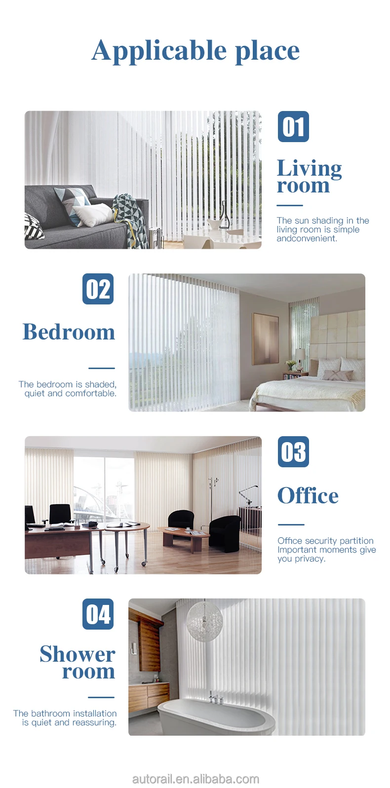 Newest Design Silent Electric Vertical Blind Track Vertical Blinds