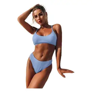 Beach Bikini Female Underwear Wirefree Bra Crop Top Low-rise Underpants Bralette Swimsuit Wholesale Bathing Suits