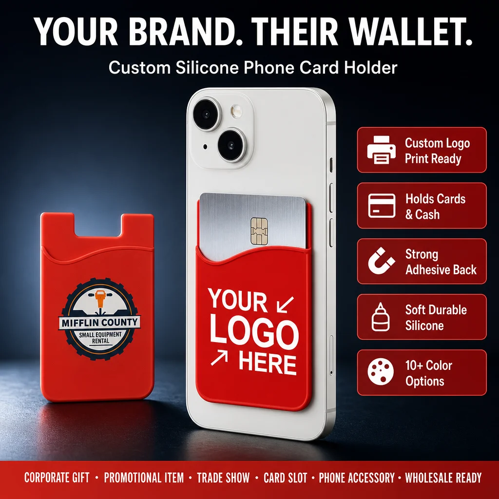Suport pentru carduri telefon silicone personalizat, portofel pentru carduri de credit, custodie spate cu imprimare logo, cadou corporativ, articol promoțional, OEM, vânzare în cantitate mare la ridicare
