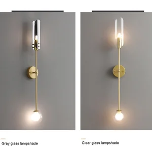 Gold Wall Sconce Set of 2 with White Globe Glass Shades Modern Mid Century Wall Light Fixtures Brushed Brass Wall Lamp for Home