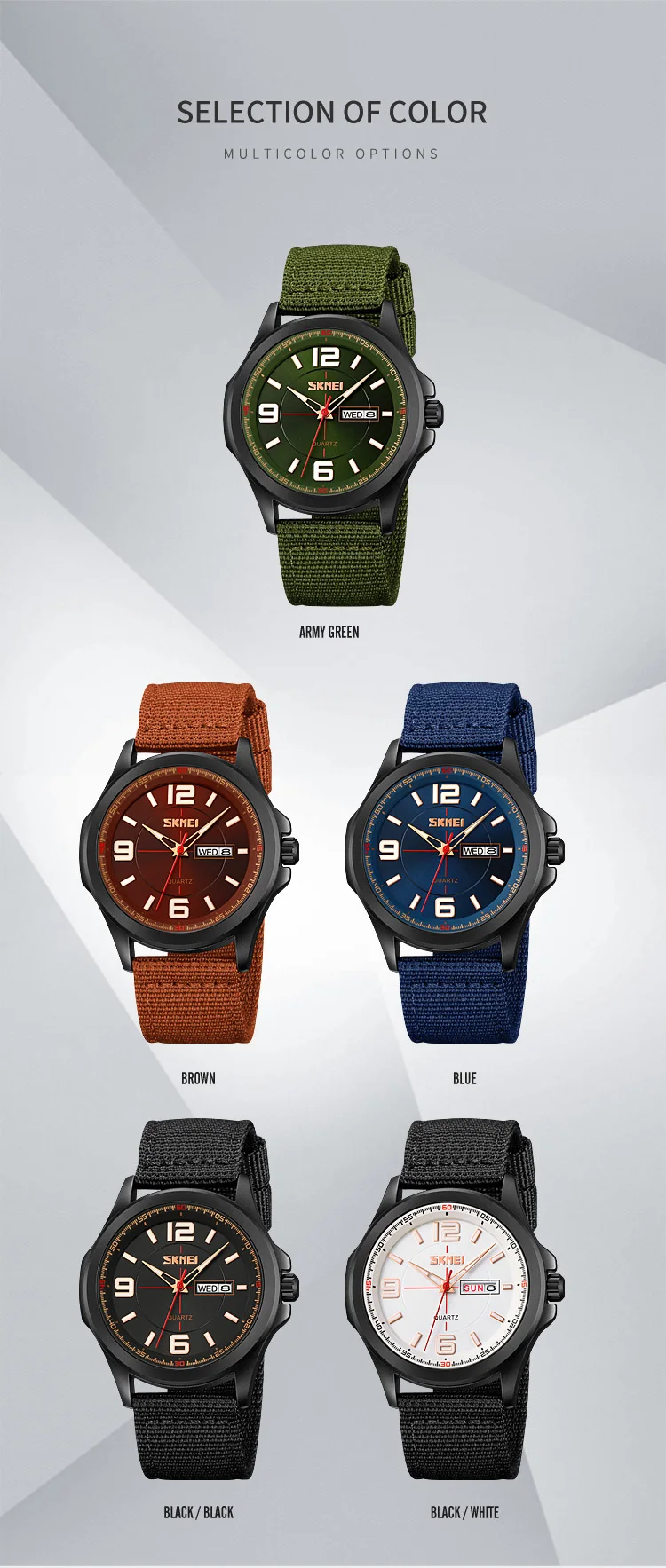 Мужские кварцевые часы с нейлоновым ремешком, 9315