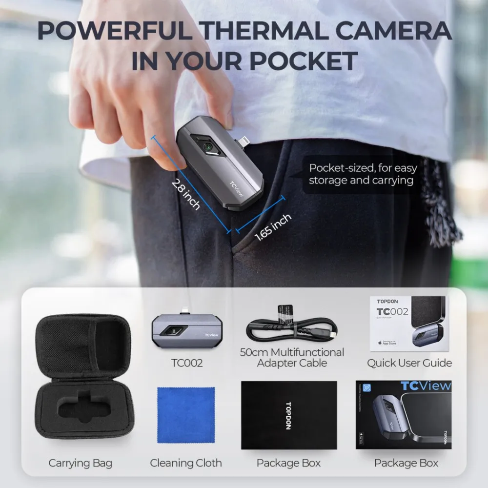 TOPDON TC002 Factory Supply IOS Phone Use Mini Small Thermography Measurement Car IR Infrared Thermal Imager Imaging Camera