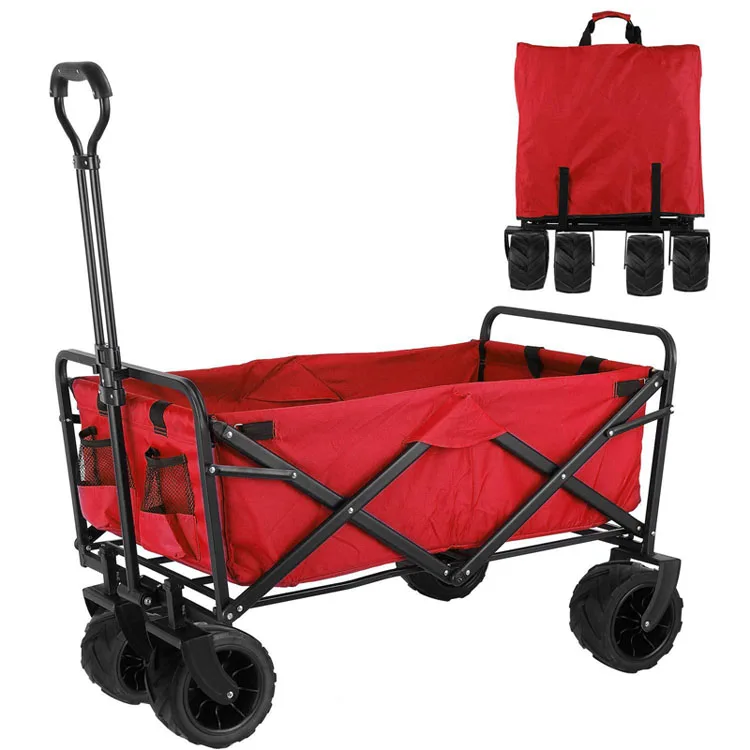 Beach Cart Groceries Outdoor Wagon With Big Wheels For Sand Foldable