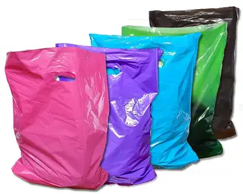 plastic merchandise bags 3sizes colorful solid retail glossy