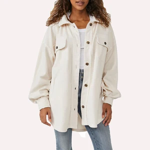 European and American Style Loose Shirt Women's Lapel Lantern Sleeve Fashionable Shirt Coat