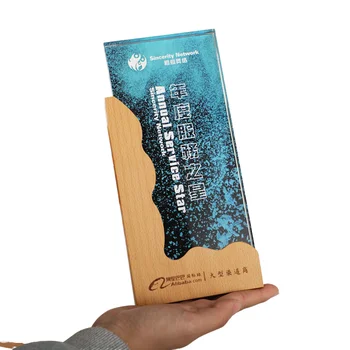 Premium Crystal Glass Wood Plaque Awards UV Printing for Automotive Travel Agency Agriculture and Education End Users