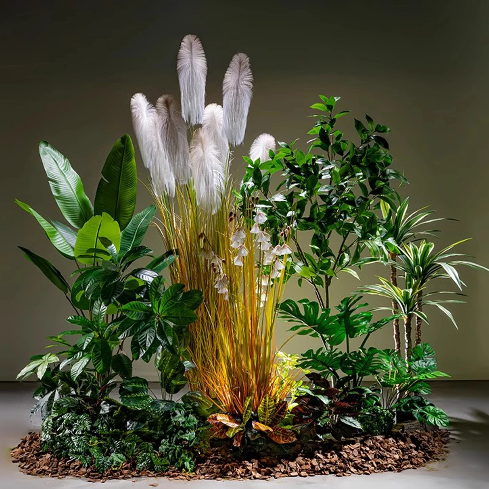 Combination Style Live Artificial Bonsai Tree Set High Assurance Plastic Pot for Home Office Decoration for Birthday Gift