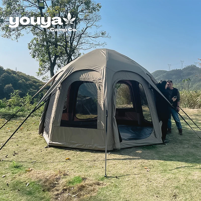 New Safari Outdoor Camping Tent Dome House with Tarp Waterproof Picnic  Party Air Tent Luxury Family Inflatable Tent People