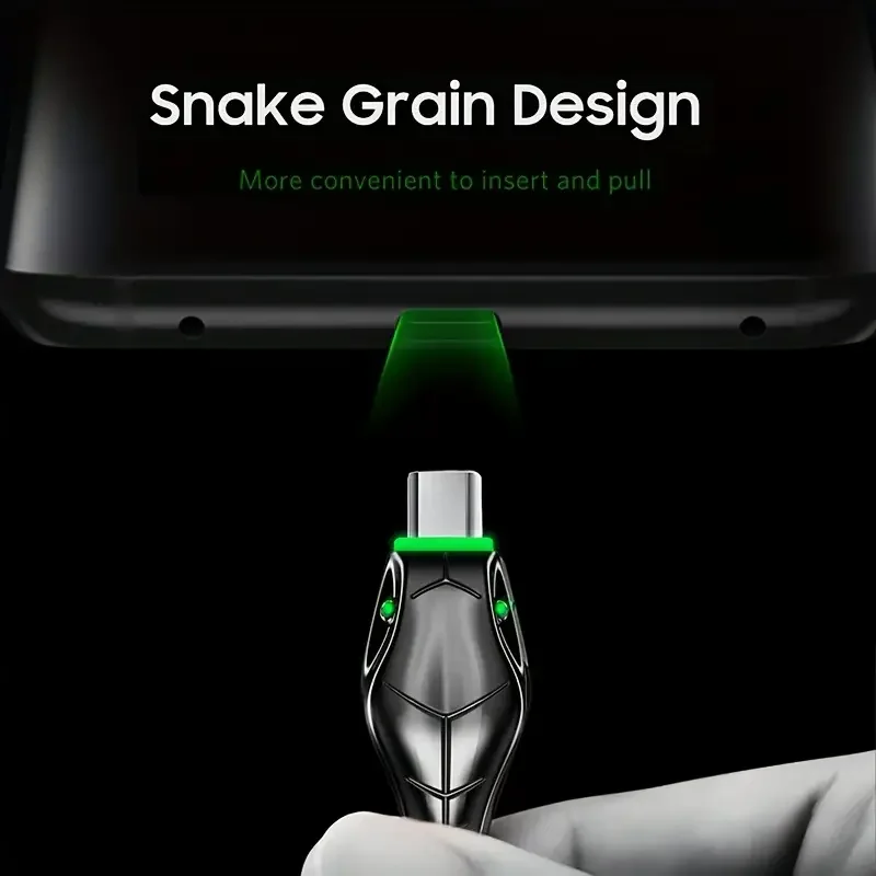 Manufacturer Snake LED Data USB Cable With Snake Design Mobile Phone PD Fast Charging Cables USB to Micro Type c Cable Tipo C