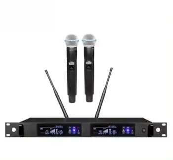 QLX24D High Quality Karaoke Handheld Microphone Metal Microphone UHF Wireless Microphone for Singing,Made in Guangdong