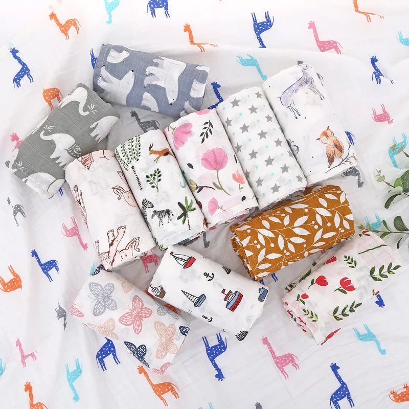 Custom Pattern And Packaging Free Sample Cotton Swaddle Blanket Muslin