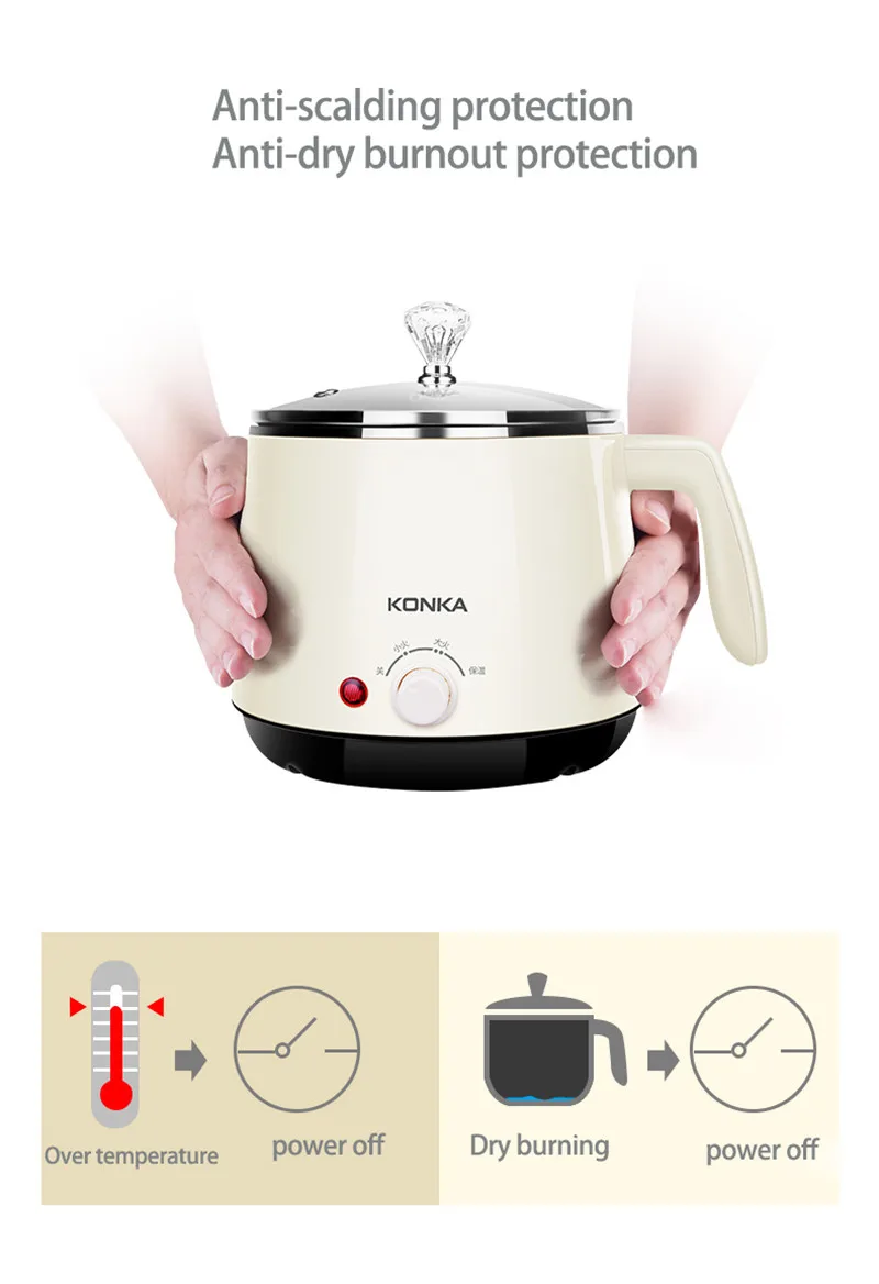 KONKA 220V Mini Multifunction Electric Cooking Machine Single/Double Layer Available Hot Pot Multi Electric Rice Cooker