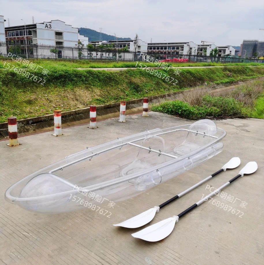 Clear Canoe Plastic Modular Boats 2 Person Clear Glass Kayak Transparent Kayak With Paddle