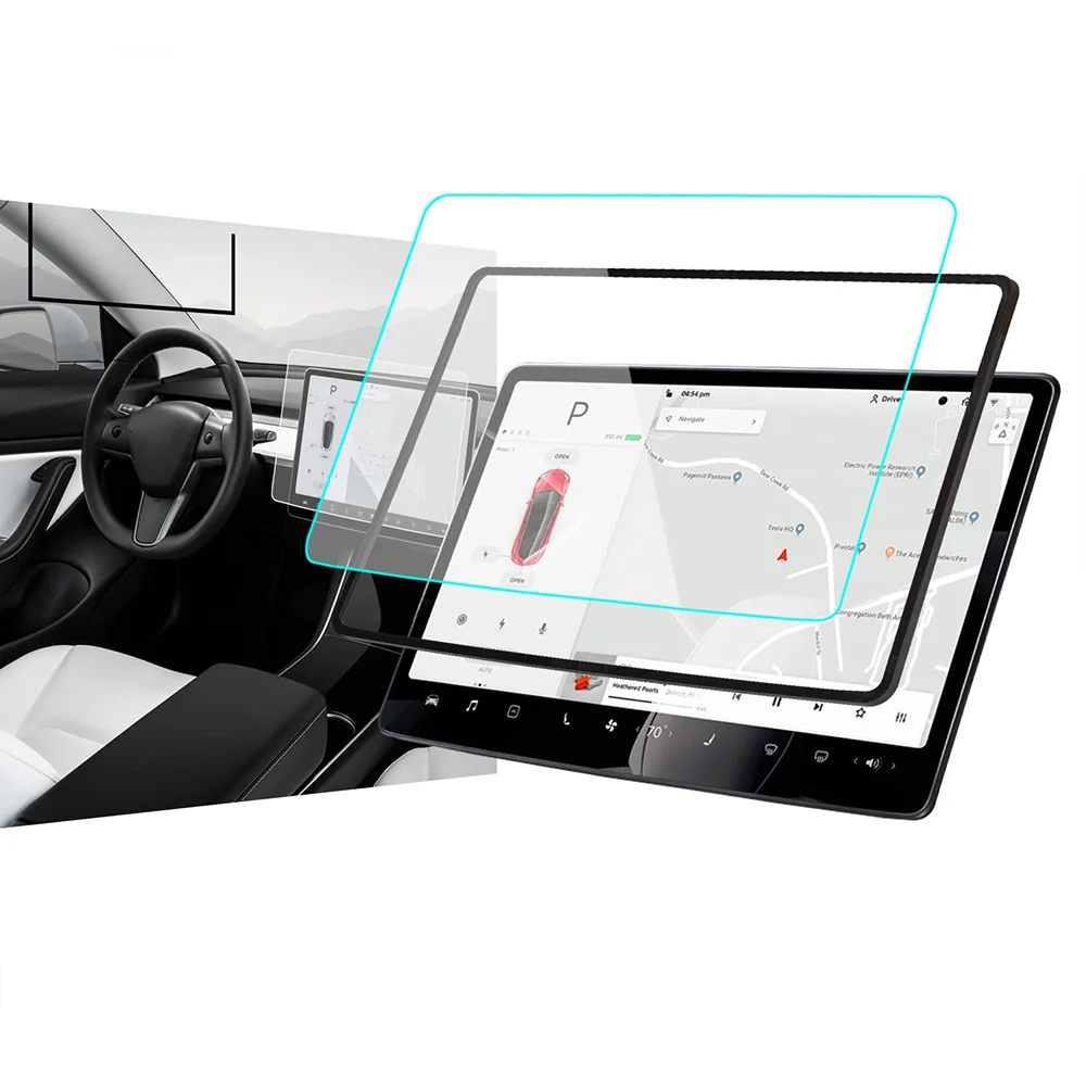 Clear Touch Screen Protector for Tesla Model 3/Y Center Control Touchscreen Navigation  9H  Tempered Glass Screen Protector
