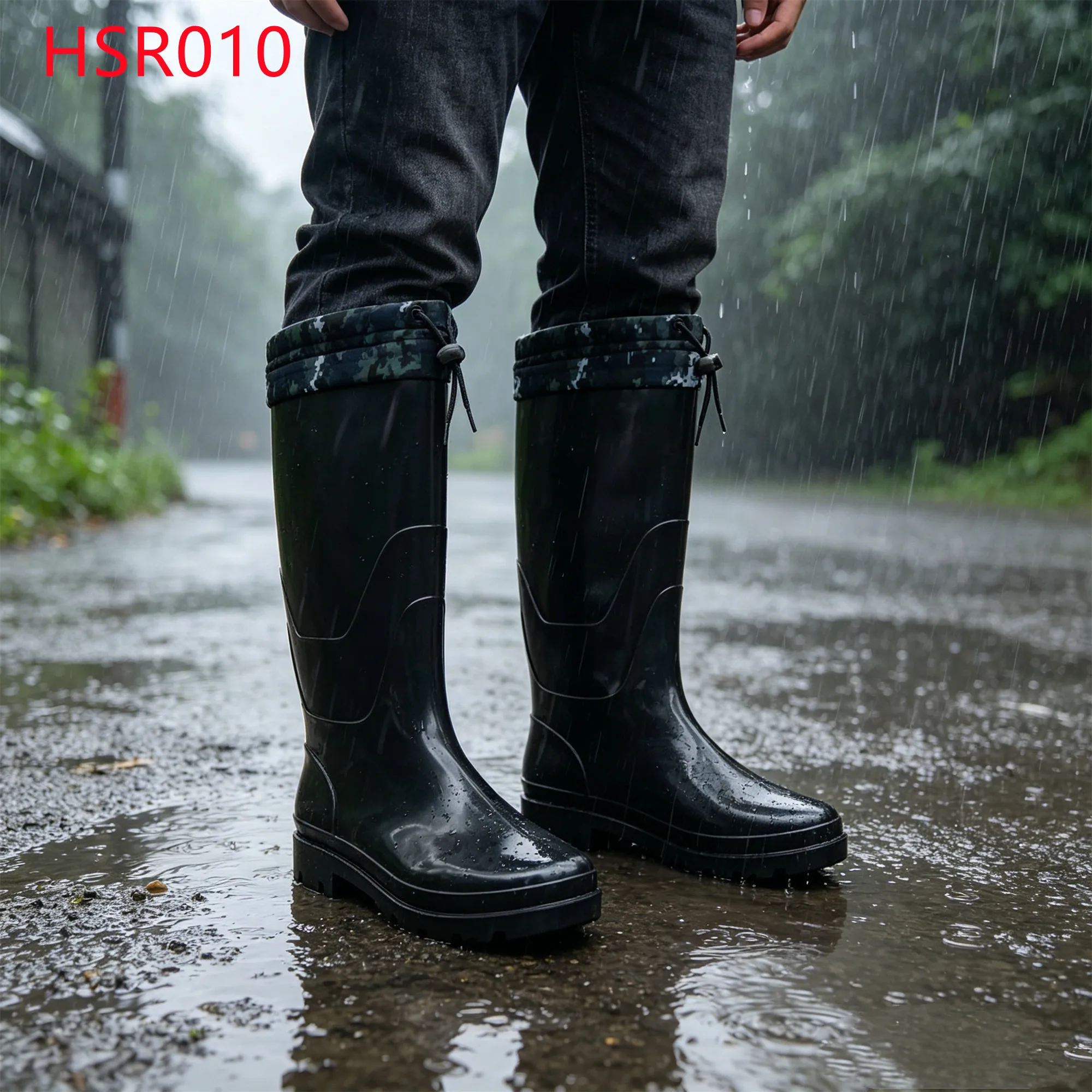 LXG,Sewage Treatment Plant Disinfectant Resistant Black Rain Boots Fast Rope Guard Fully Waterproof Mud Boots in Georgia HSR010
