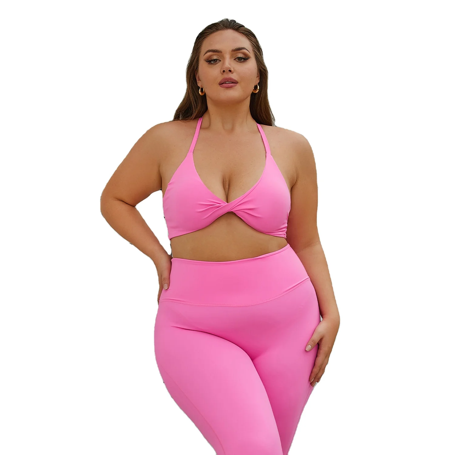 OEM Sportswear Women Slim Sexy Quick Dry Naked Feeling Sports Clothes Solid Color Running Fitness Yoga Sets Plus Size