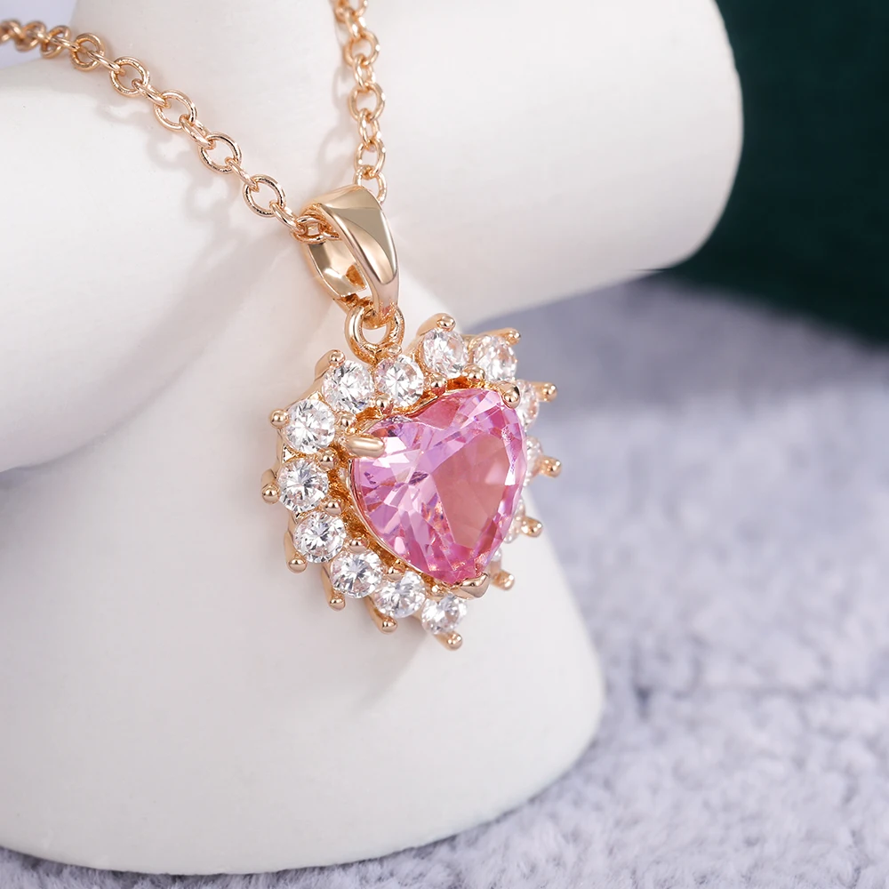 NOT FADE Small Pink Crystal Charm Necklace Chain Gold Color 316L Stainless  Steel Women Party Jewelry - AliExpress