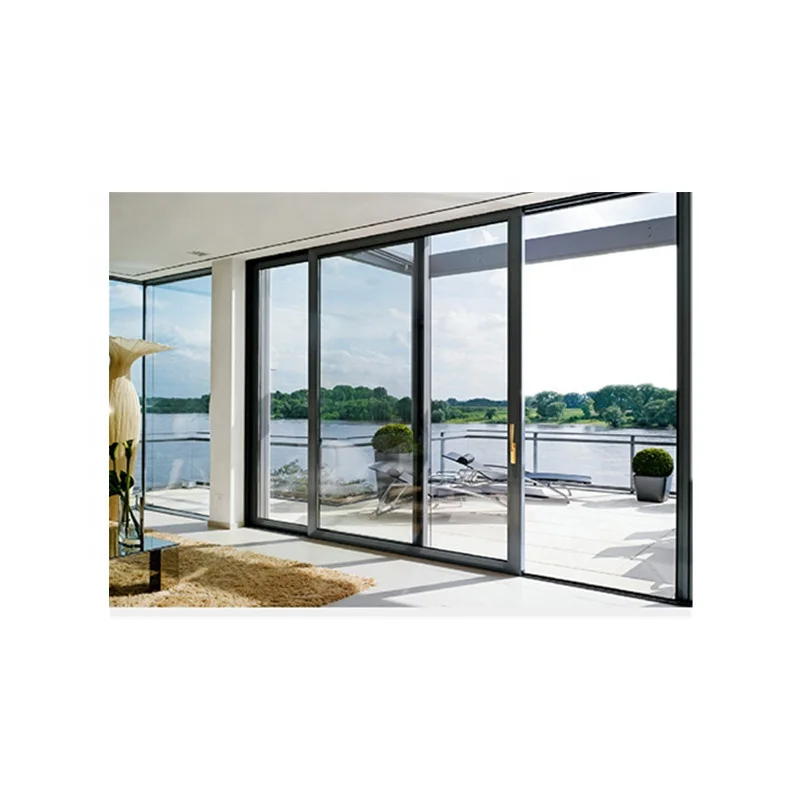 Aluminum Profile Sliding Doors for Balcony 90 Degree Glass Living Room Stainless Steel Modern Customizable Sound Insulation