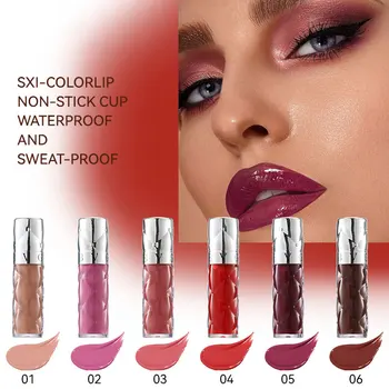 Cosmetics Transparent Bottle Non Stick Cup  Lip Gloss Long-lasting European American Sexy Lip Plumping Moisturizing Lipstick