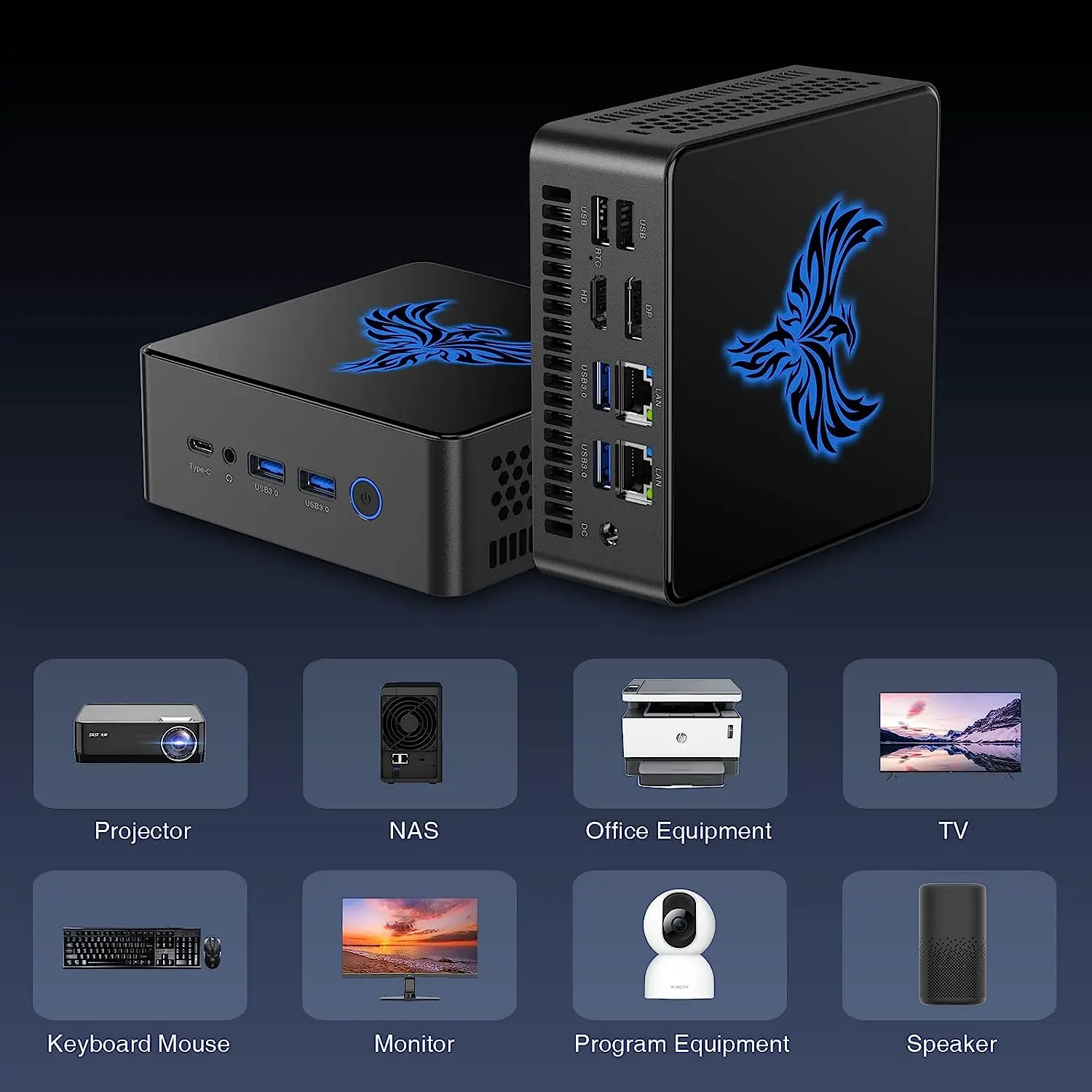Mini PC Win11 Pro AMD R7 7735HS up to 4.75GHz 32GB DDR5 512GB PCIe4.0 SSD AMD Radeon 680M Mini Computer Mini Pc Game