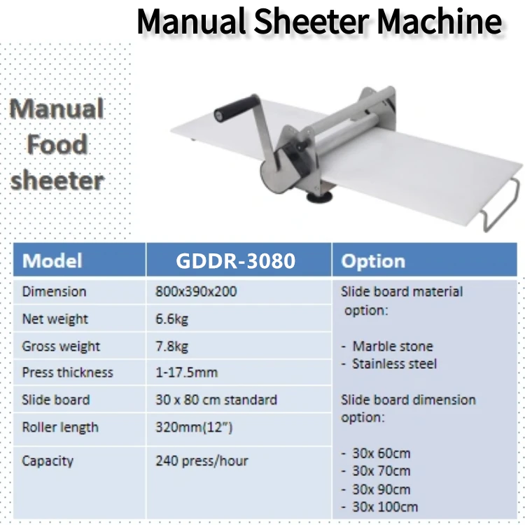 Countertop Bakery Riversable Electric Manual Dough Sheeter Table Top Somersault Laminator for Fondant Pizza Make Rolling Machine