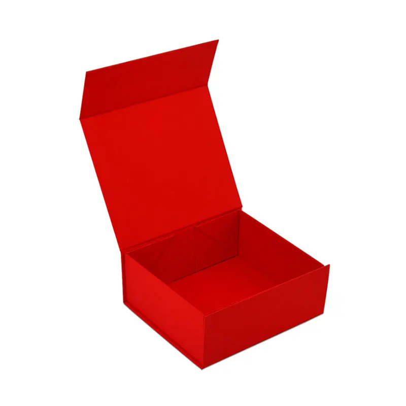 New Design Flat Packaging OEM Logo Cardboard Magnetic Flip Top Rigid Red Paper Cosmetics Bottle Gift Box Foldable factory