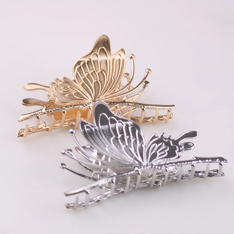 2025 New Style Color butterfly Metal Plating Painted Hair Claw Clip for Women Decorative Butterfly Ponytail Hair Claw Party Made