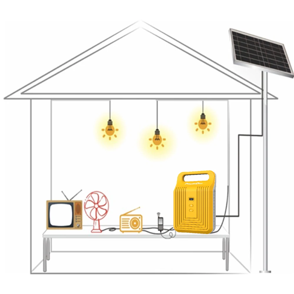 Solar Panel Charge Home Lighting System Power Indoor Kit With 6 Lamps and 12V DC TV