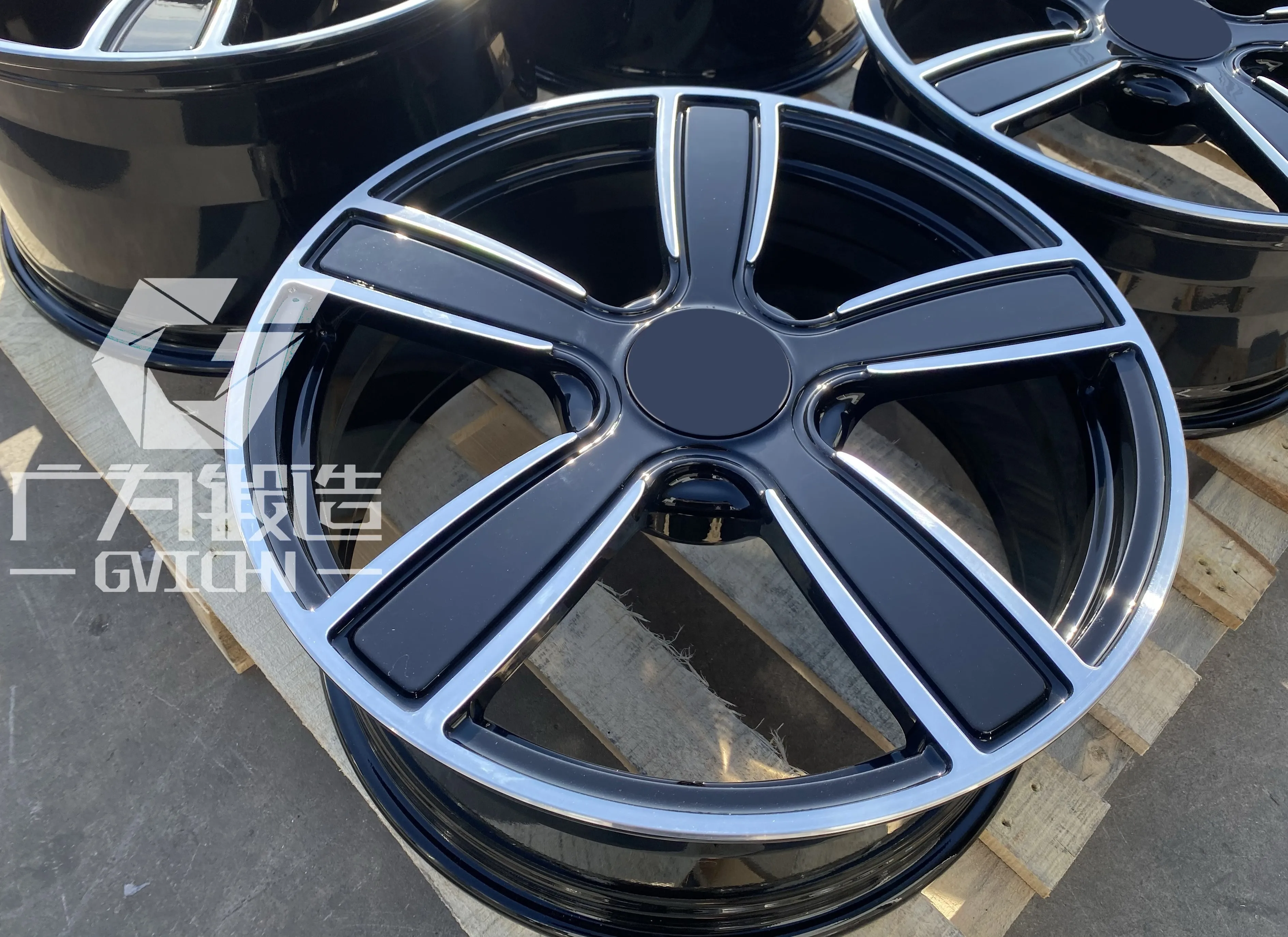 GVICHN gloss black with machine lip aluminum alloy forged wheel 17 18 19 20 21 22 inch high quality rims 5x112 5x114.3 5x120