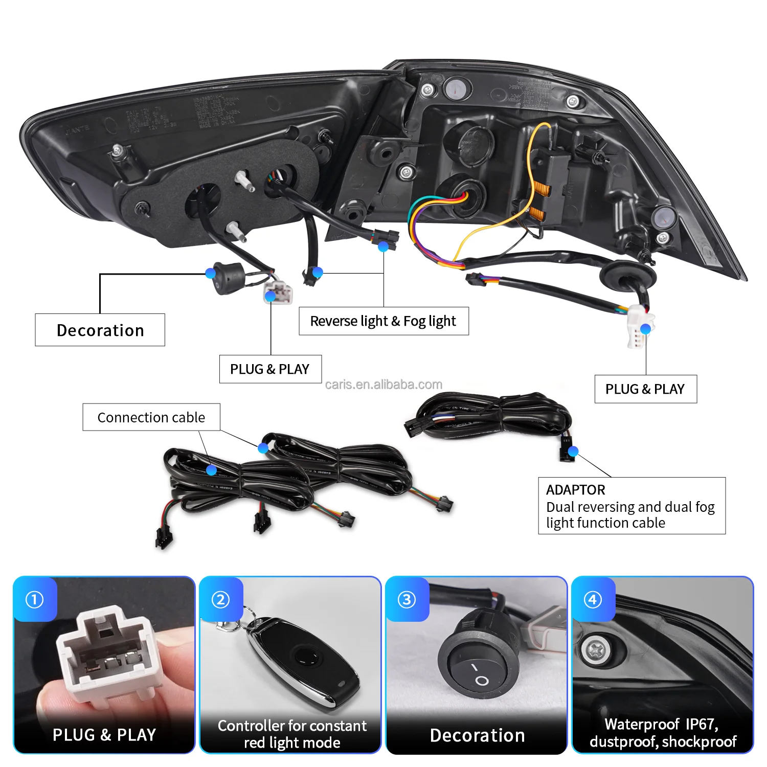 Luz trasera arcaica de diseño RGB para Mitsubishi lancer EVO X, lámpara trasera de alta calidad con señal de giro secuencial, novedad, 2008-2018