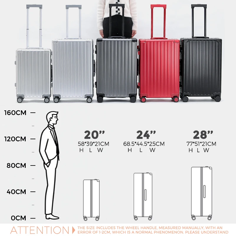 New Design All Aluminum Suitcase Luggage Fashionable Spinner Silent Wheels Waterproof TSA Lock Custom Acceptable