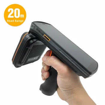 20m Long Range RFID Handheld Reader UHF Data Collector Fast Reading UHF RFID Portable PDA Android Barcode Scanner for Warehouse