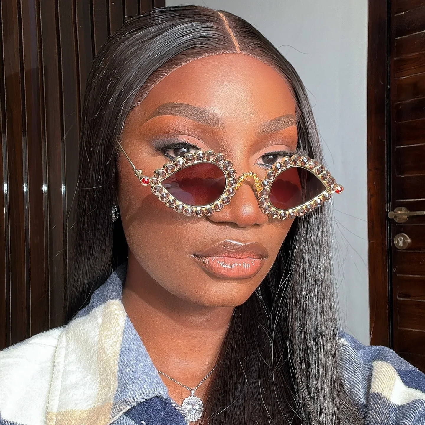 2024 Fashion Full Crystal Shiny Leaf Sunglasses for Men & Women