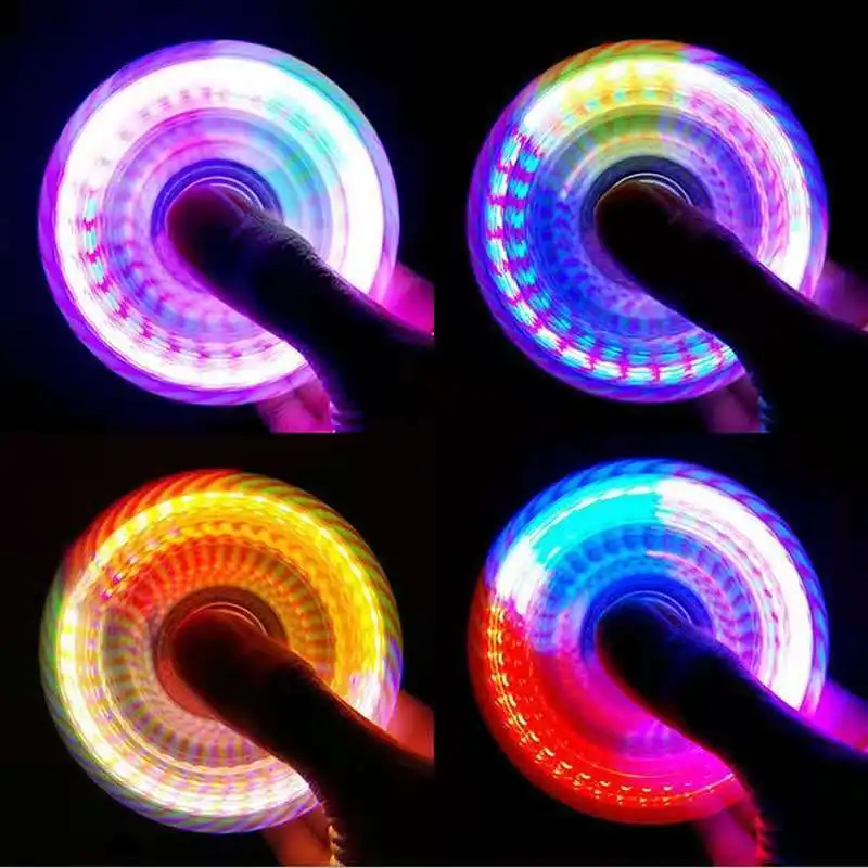Wholesale new style LED luminous transparent flash decompression fidget spinner toy