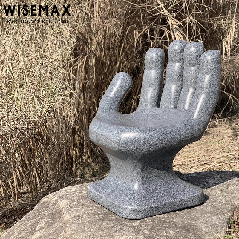 WISEMAX FURNITURE Vintage Mid-Century Hand-Shaped Lounge Chair Indoor Outdoor Plastic Art Decor Leisure Chair for Living Room