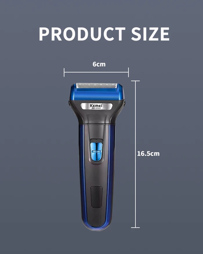 Net Pilot Light Nose Hair Device Barber Scissors Razor Kemei km-6332 3-In-1 Head Razor Floating Double Blade Shaver