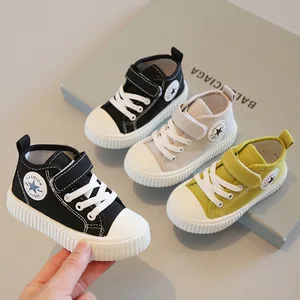 High top Kids Canvas shoe Wholesale Fashion Casual Schools Shoes for Boys and Girls New Design Rubber Baby Sneakers Children