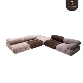 Elefante Flexible Free Placement Postmodern Italian Style L Shape Modular Counch Velvet Modular Sofa Sectional