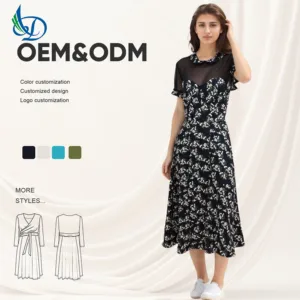 2026 New Summer Fashion Casual Dress Flower Pattern Breathable Fabric Breathable Dress, Suitable for Daily